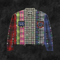 OEM Streetwear Maßgeschneiderte Acid Wash Vintage Mehrfarbige Patchwork Ketten-Stickerei Baumwoll-Flanell Langarm-Hemden für Herren
