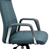 Chaise de bureau ergonomique moderne à dossier haut avec base pivotante en métal, chaise de direction de luxe en cuir pour cadre supérieur