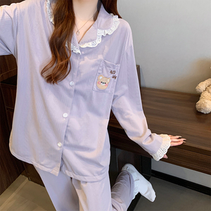 Phụ Nữ Của Phim Hoạt Hình Ngọt Ngào In Đồ Ngủ Mùa Xuân Mới Nhà Giản Dị Mặc Có Thể được Mặc Bên Ngoài Bộ Đồ Ngủ Phù Hợp Với Real Shot - Product Image 4