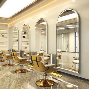 <span class=keywords><strong>Miroir</strong></span> de Coiffure Ovale Carré Moderne de Luxe Léger, Design Personnalisé, Prix Usine, Ensemble de Mobilier de Salon de Coiffure Doré - Product Image 4
