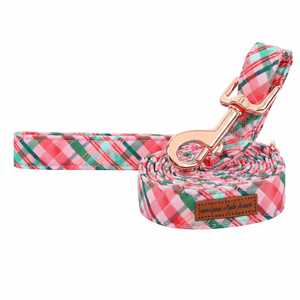Correa de perro de rejilla rosa y verde con patas de estilo único, Collar clásico a juego para niños pequeños, medianos y grandes, perros y gatos, M - Product Image 1