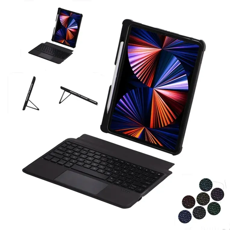 Casing Keyboard touchpad ajaib dapat dilepas, PENUTUP UNTUK iPad Air 4 5 10.9 pro 11 First 2nd ketiga 4th nirkabel dengan lampu latar