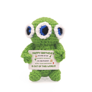 Nuevo muñeco de ganchillo hecho a mano transfronterizo, juguete de ganchillo de alienígena de lana con diseño de dibujos animados creativos, adorno de energía positiva. - Product Image 4