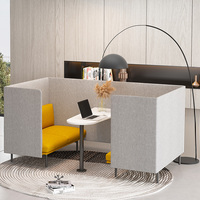 Ensemble de canapés de bureau de style américain à dossier haut avec pods acoustiques modulaires, design modulaire, rangement, fonctionnalités réglables