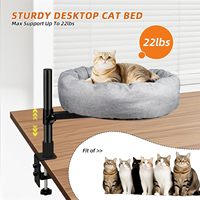 Lit nid de chat de bureau à rotation et hauteur réglable pour fixation de bureau avec coussins doux et épais