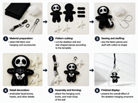 Ornement de sac esthétique gothique emo, mascotte squelette avec cordon tressé, accessoire de sac à dos Harajuku punk pour adolescents, cadeau