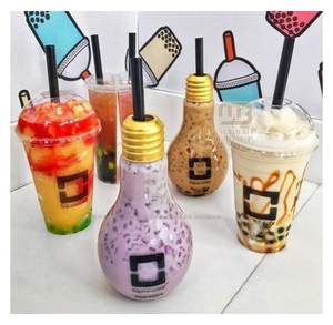 Botella de bebida de plástico con forma de bombilla brillante al por mayor de alta calidad pajita 100mL 200ml 300ml 400ml 700ml capacidad para champán de soda - Product Image 3