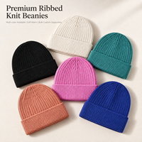 Bonnet tricoté côtelé pour femme, couleur unie, chaud pour l'hiver, bonnet à bord roulé tendance pour femme, vente en gros, logo personnalisé