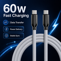 Câble USB-C PD de charge rapide en silicone premium de 1 m (3 pi) 60 W pour Samsung S24 25 26 IP 15 16 17