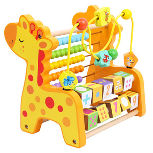 Juguete de Jirafa de Madera, 3 en 1: Laberinto de Cuentas, <span class=keywords><strong>Ábaco</strong></span> y Bloques Numéricos, Juguete Educativo Temprano para el Desarrollo de la Motricidad Fina para Niños Pequeños - Product Image 1