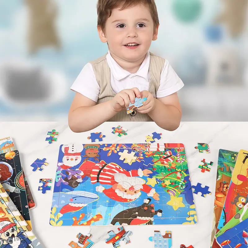 40-Potongan Kayu Natal Karton Anak-anak Teka-teki untuk 2-6 Tahun Grosir Mainan Pendidikan