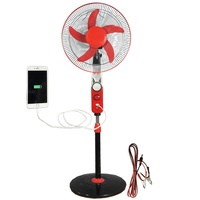 Vente en gros Ventilateur de sol solaire de 16 pouces avec lumières LED USB 12V DC à 5 feuilles Contrôle mécanique Matière plastique pour hôtels Ménages