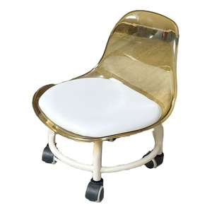 Taburete Pequeño de Acrílico Transparente con Ruedas Universales Giratorias, Silla de Aprendizaje para Niños, Silla de Piso para Personas Perezosas - Product Image 5