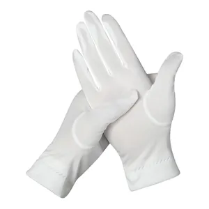 White Formal catering Costume Honor Parade Guard ceremonial Cotton hand work Gloves with Snap Cuff