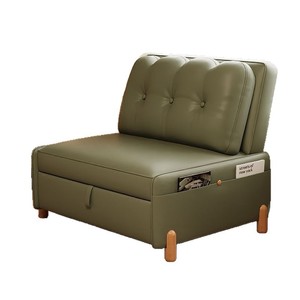 Sofá Cama Individual Plegable y Extensible de Cuero Blanco Hueso Multifuncional para Dormitorio, Sala de Estar, Apartamento Pequeño, Balcón - Product Image 4