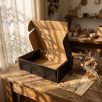 Boîte d'emballage rigide haut de gamme personnalisée, écologique, biodégradable, recyclable, avec couvercle, imprimée en noir et blanc, en kraft ondulé pliable