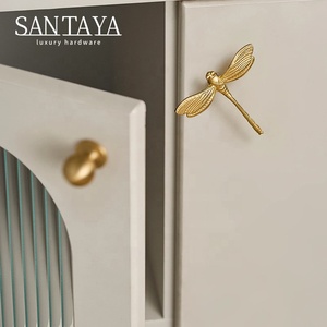 Santaya Brushed Brass Handles Dragonfly Shaped for Kitchen Cabinets Bedroom Wardrobe Drawer <strong>Knobs</strong> and Furniture Handle - Product Image 4