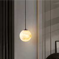 Luminaire suspendu ZeroUNO en albâtre, abat-jour sphérique en marbre d'albâtre naturel, lustre en albâtre, fabricants d'albâtre, lampes de chevet, hôtel