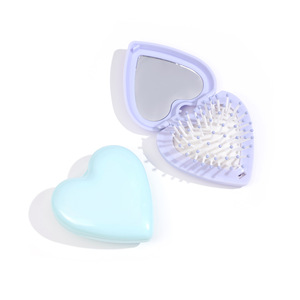 Peigne de massage pliable en forme de cœur 2026 avec miroir, portable, pour masser le cuir chevelu, mignon et féminin, un cadeau parfait pour les étudiants - Product Image 4