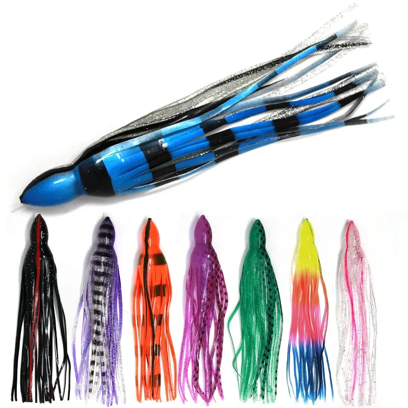 2.5/3.5/4.5/5.5/6.5/7.5/8.5/10/12/14/16 Inch Trolling Squid Octopus Lure Replacement Skirts Saltwater Tuna Fishing Lure Tackle