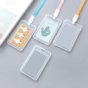 Nahe Card Holder Plastic Double Sided Transparent With Lanyard For Student Bus <b>ID</b> Name <b>Tag</b> - Product Image 2