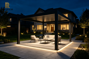 Pergola moderne en aluminium RKOVE, revêtement noir en poudre, rectangulaire, pour extérieur, couverture de jardin, résistante aux intempéries - Product Image 4