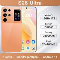 Nouveau Smartphone Android 14 5G S26 Ultra 2025, 16+1 To, Écran HD Anglais 7,3 pouces, Double SIM 72+108MP, 120Hz, Charge Rapide 65W, Version Globale