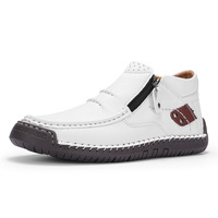 Chaussures montantes décontractées pour hommes, à enfiler, avec fermeture éclair latérale, bout rond et semelle en caoutchouc, pour la conduite
