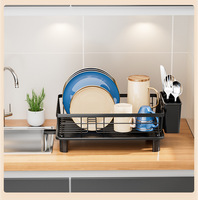 Égouttoir à vaisselle sur évier, type autoportant, petit format, en métal, multifonctionnel, pour le drainage et le rangement à usage domestique (bols, assiettes, ustensiles)