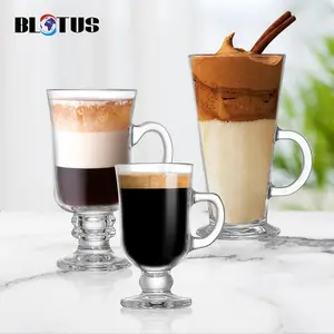 AIHPO05 Custom New Insulated Reusable Fancy Cheap Handmade Clear Double Wall Glass Mug Cappuccino Tea Irish Coffee Cup