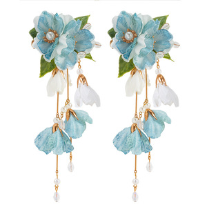 Pinces à cheveux en soie Hanfu avec pompons, coiffure florale de fée de style ancien, accessoires de style chinois, éléments Hanfu - Product Image 5