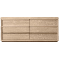 Commode à six tiroirs en chêne massif, style contemporain moderne minimaliste, avec rangement pour meubles de chambre