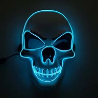 Masque Lumineux en PVC pour Festival des Fantômes Halloween, Fête, Carnaval, Horreur Amusante, Crâne Blanc LED Luminescent EL
