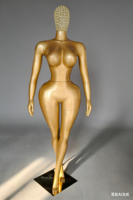 Mannequin de vitrine en plastique, corps entier, BBL, féminin, courbes généreuses, taille fine, hanches larges, mannequins dorés pleine grandeur
