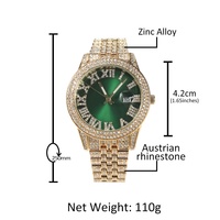 Nouvelle mode transfrontalière Couple montres Hip-Hop plein diamant rose grande étanche en acier inoxydable alliage montre à Quartz pour hommes