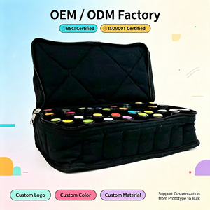 <b>Large</b> Capacity Storage <b>Bag</b> for <b>Cosmetic</b> Zipper Closure 32 Bottles Women's Soft Polyester Essential Oil Carrying Case - Product Image 1