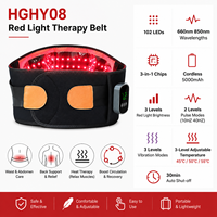 Ceinture chauffante vibrante infrarouge 660nm 850nm avec 102 LED à triple puce, sans fil, pour thérapie par lumière rouge