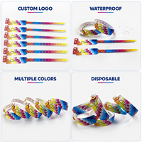 Bracelet promotionnel personnalisé en plastique sérigraphié, écologique, jetable, avec logo sur mesure, fermeture sécurisée à bouton, réglable et fin