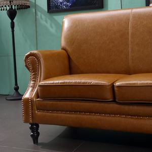 براون الجلود خمر loveseater 1 + 2 + 3 عالية الظهر الأريكة طقم أريكة - Product Image 3