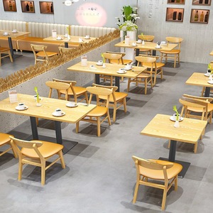 Sgabello personalizzato Coffee Shop hamburger ristorante Dessert Fast Food divano stand in legno massello sedia da tavolo uso commerciale - Product Image 2