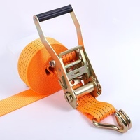 Sangles à cliquet 50 mm 10 m 1T en polyester tressé à pois avec crochet en S 10,5 et poignée en plastique pour fixation d'urgence et arrimage de cargaison industrielle