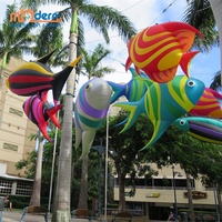 Ballon gonflable géant coloré en forme de poisson, de haute qualité, pour intérieur et extérieur, avec lumière LED RGB, taille 2m, marque moderne pour la publicité