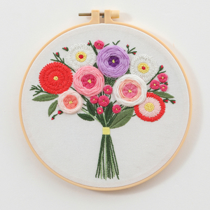 Custom DIY Handicrafts Needlework Beautiful Flower Embroidery Kit Plain