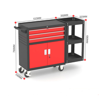 Chariot d'organisation d'outils multifonctionnel OEM/OBM avec 3 tiroirs verrouillables, panneau perforé et roulettes mobiles, capacité de 100 kg