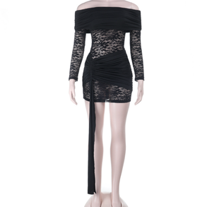 فستان نسائي جديد مثير بالجملة من Peeqi 81452 لعام 2025، فستان مطوي بدون حمالات مع تطريز شبكي وقصات، فستان سهرة نحيف للنساء - Product Image 5