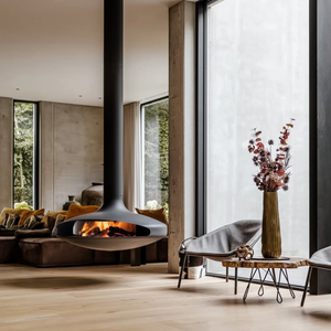 <span class=keywords><strong>Cheminée</strong></span> Bioéthanol Suspendue Murale Moderne Noir Mat pour Intérieur, à Feu Réel, pour Hôtels, Villas et Salons - Product Image 5
