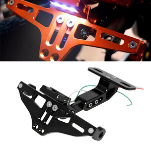 Support de plaque d'immatriculation de moto avec lumières LED, cadre arrière réglable pour modification et amélioration, en aluminium noir, rouge, or - Product Image 5
