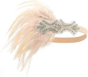 Feather <b>Headband</b> Women Vintage <b>Beaded</b> Hair Band Ethnic Style Costume Headpiece For Themed Party Banquet Masquerade Halloween - Product Image 5