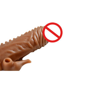 En gros <span class=keywords><strong>Préservatif</strong></span> Réutilisable en Silicone Souple Étanche avec Anneau à Picots et Pointillés, Manchon d'Extension pour Hommes, Manchon Sexuel - Product Image 1