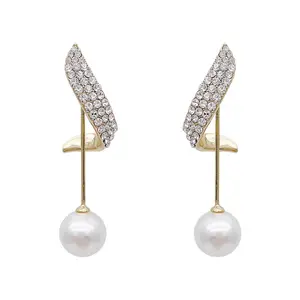 Silver Gold Plated New Fashion Pearl Earring Female Temperament Simple Earring